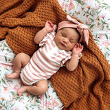 Organic S/S Bodysuit - Rose Milk Stripe