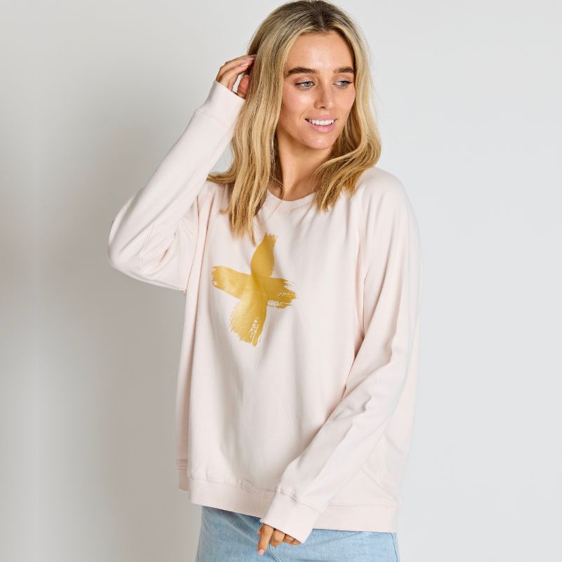 Stella + Gemma | Blush Gold Brushstroke Sweater