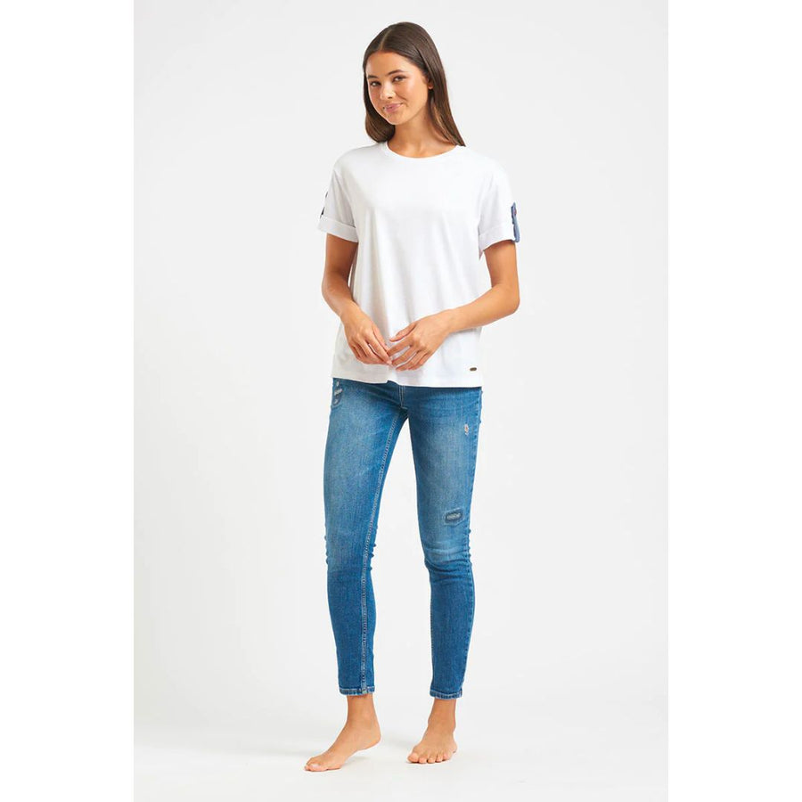 Est 1971 | Organic Cotton Tab T-shirt - White/Navy