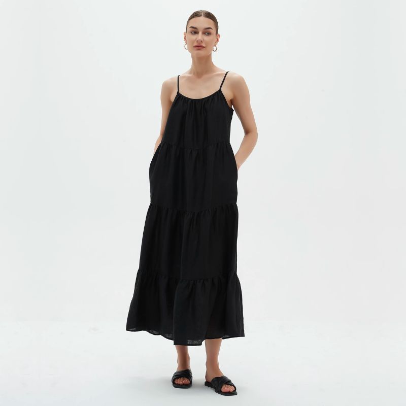 Tirelli | Black Cami Tiered Dress