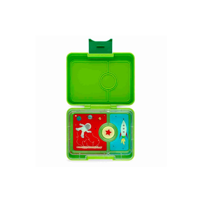 Yumbox | Snack 3 Compartment Bento Box - Lime Green/Rocket Tray