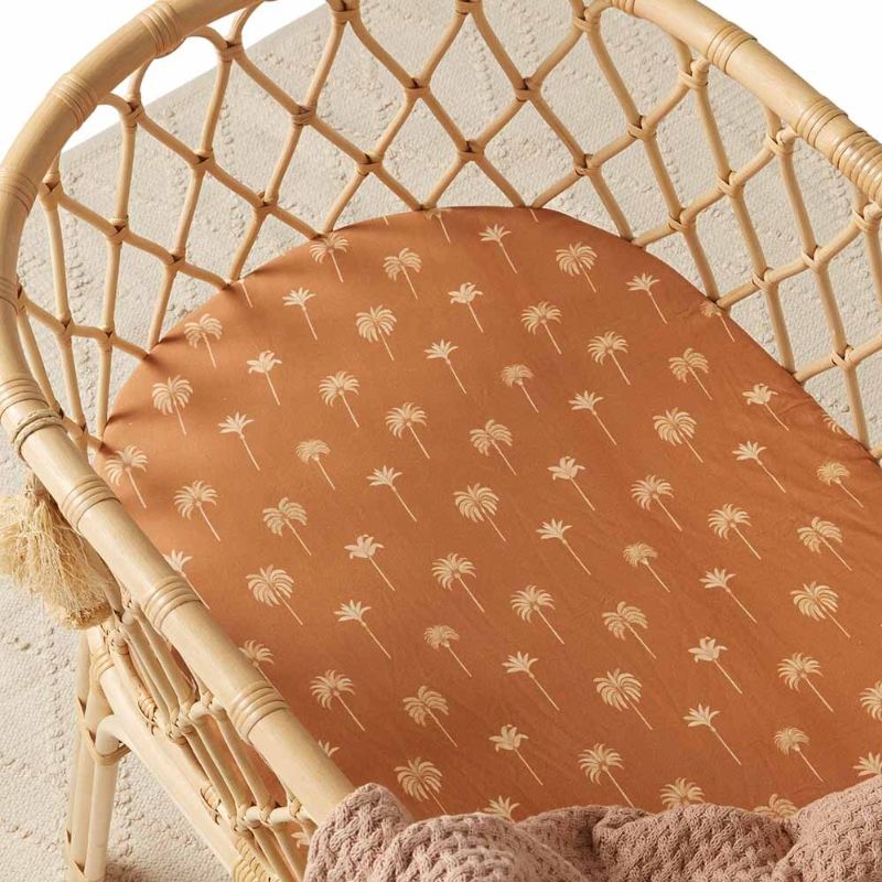 Snuggle Hunny | Bronze Palm Bassinet Sheet/Change Pad Cover