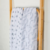 Grey Feather & Spot Muslin Wrap 2 Pack