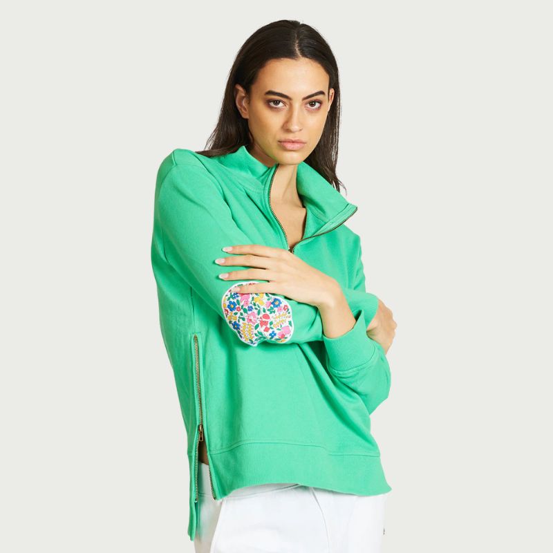 Est 1971 | The Collar Sweatshirt - Bright Green/Floral