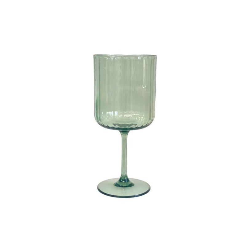 Ribbed Acrylic Wine Glass - Green