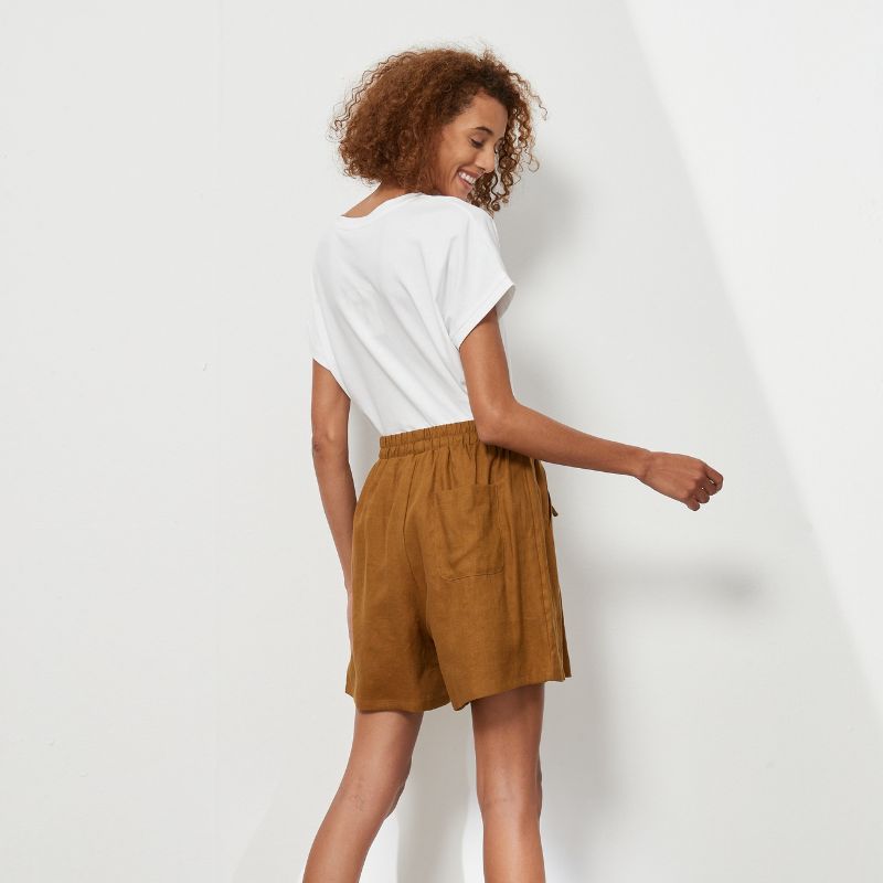 Tirelli | Olive Gather Linen Shorts