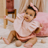 Snuggle Hunny | Frill Snuggle Bib - Dusty Rose Flower