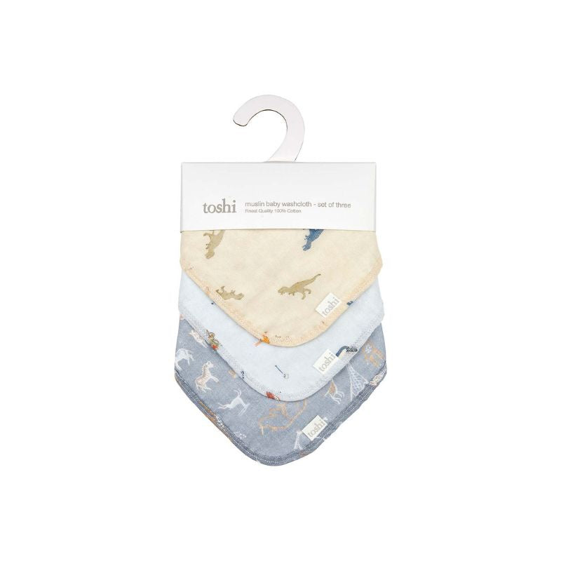 Toshi | Little Diggers Baby Muslin Washcloth 3-Pack