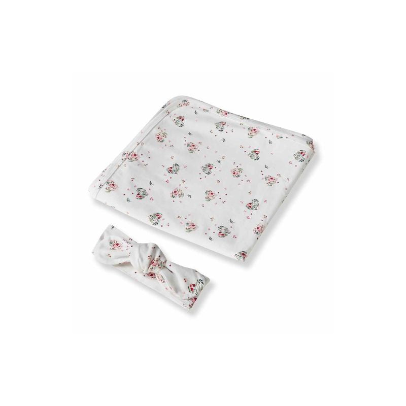 Snuggle Hunny | Organic Jersey Wrap & Topknot Set - Heart