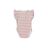 Organic S/S Bodysuit - Rose Milk Stripe