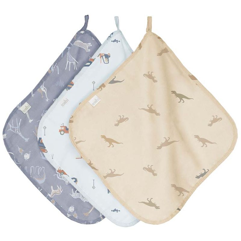Toshi | Little Diggers Baby Muslin Washcloth 3-Pack