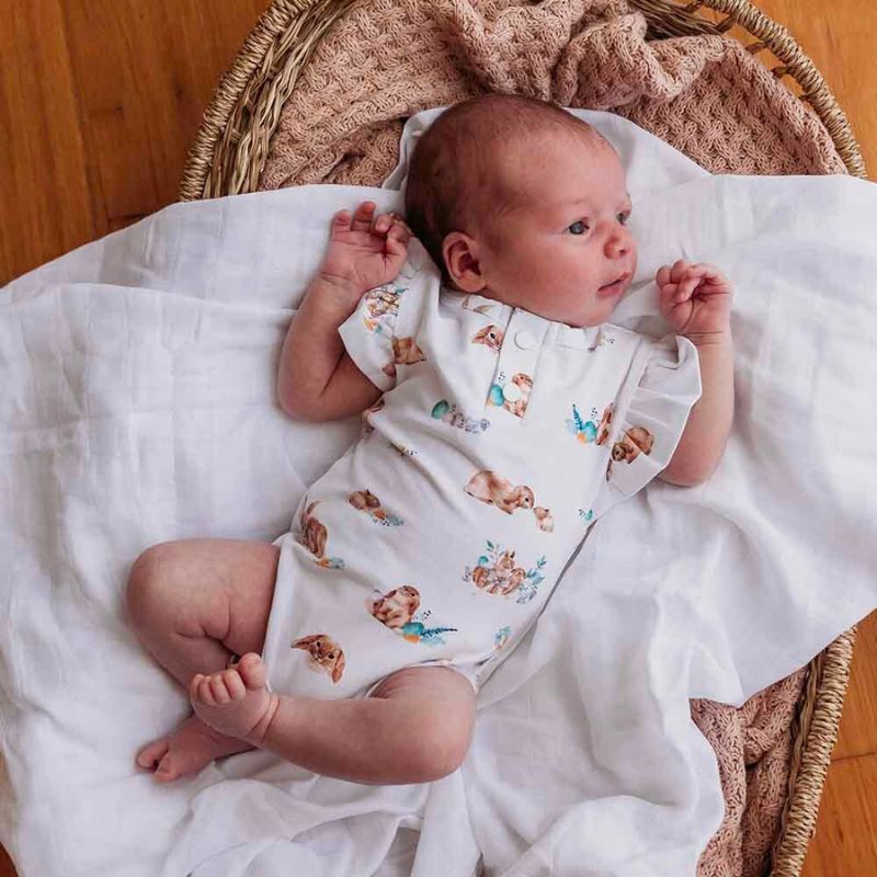 Snuggle Hunny | Short Sleeve Organic Bodysuit with Frill - Easter