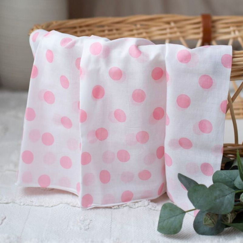 Emotion & Kids | White With Pink Spots Muslin Wrap