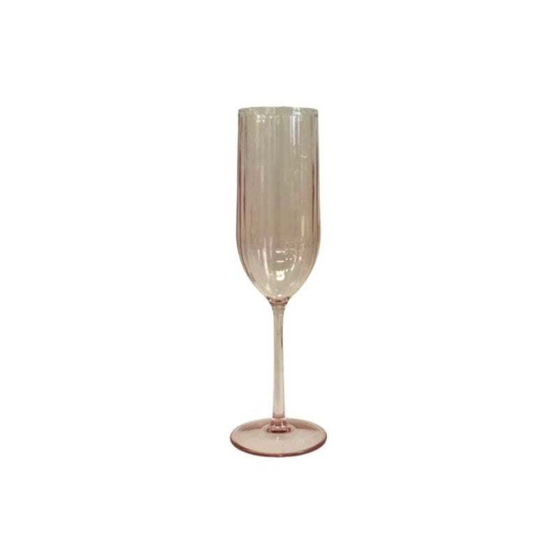 Ribbed Acrylic Champagne Flute - Pink