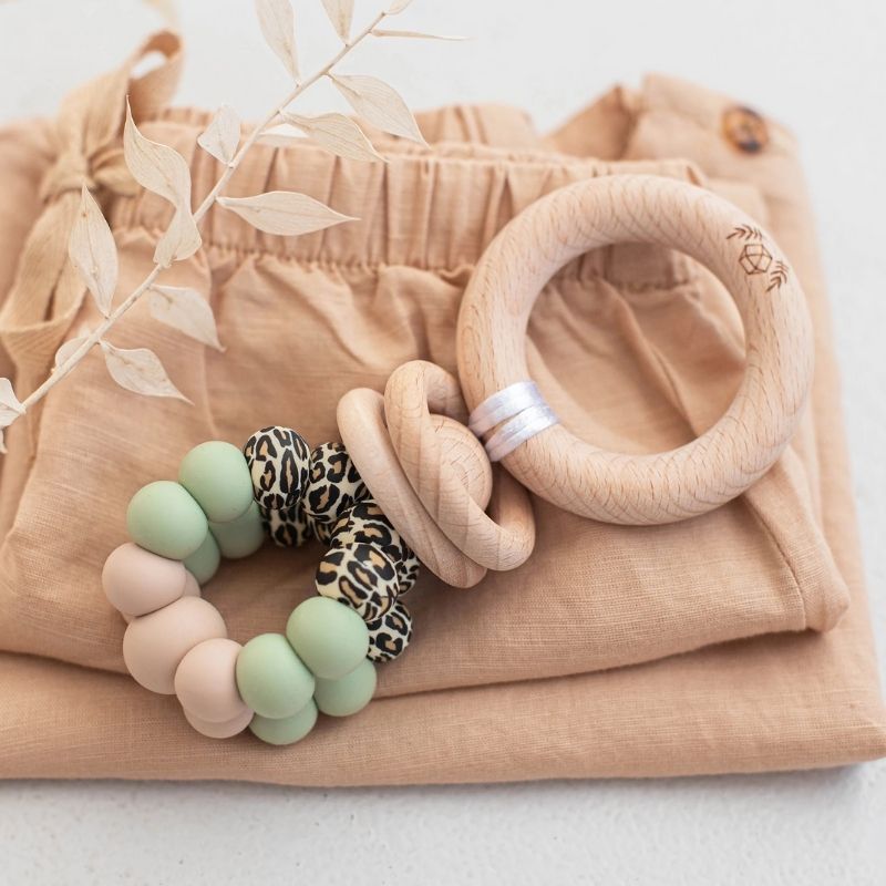 Lluie | Leopard Sage Ring Pop Teething Rattle