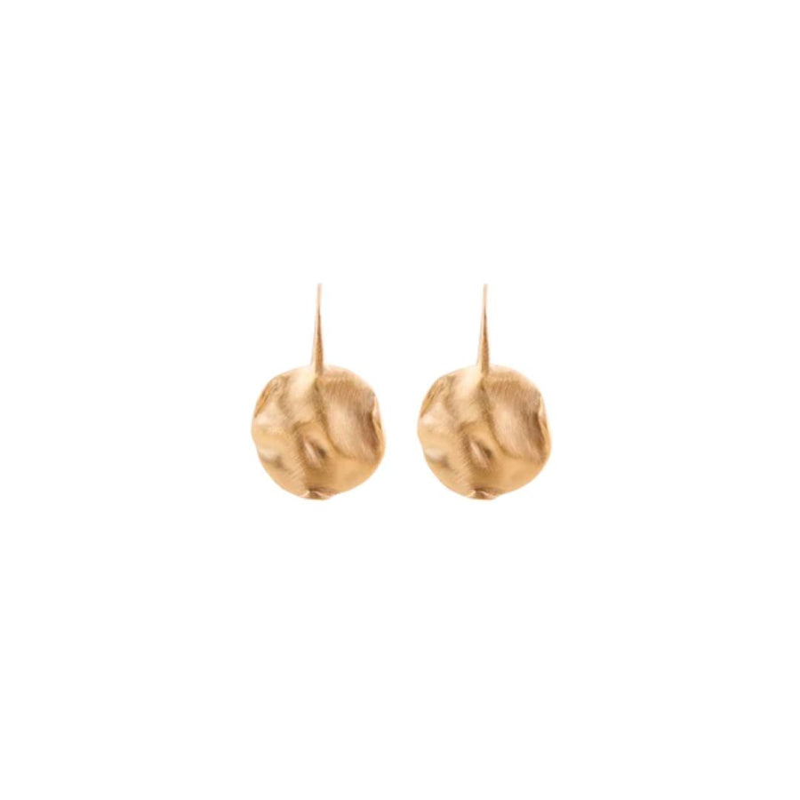 Fairley | Beaten Disc Earrings - Gold