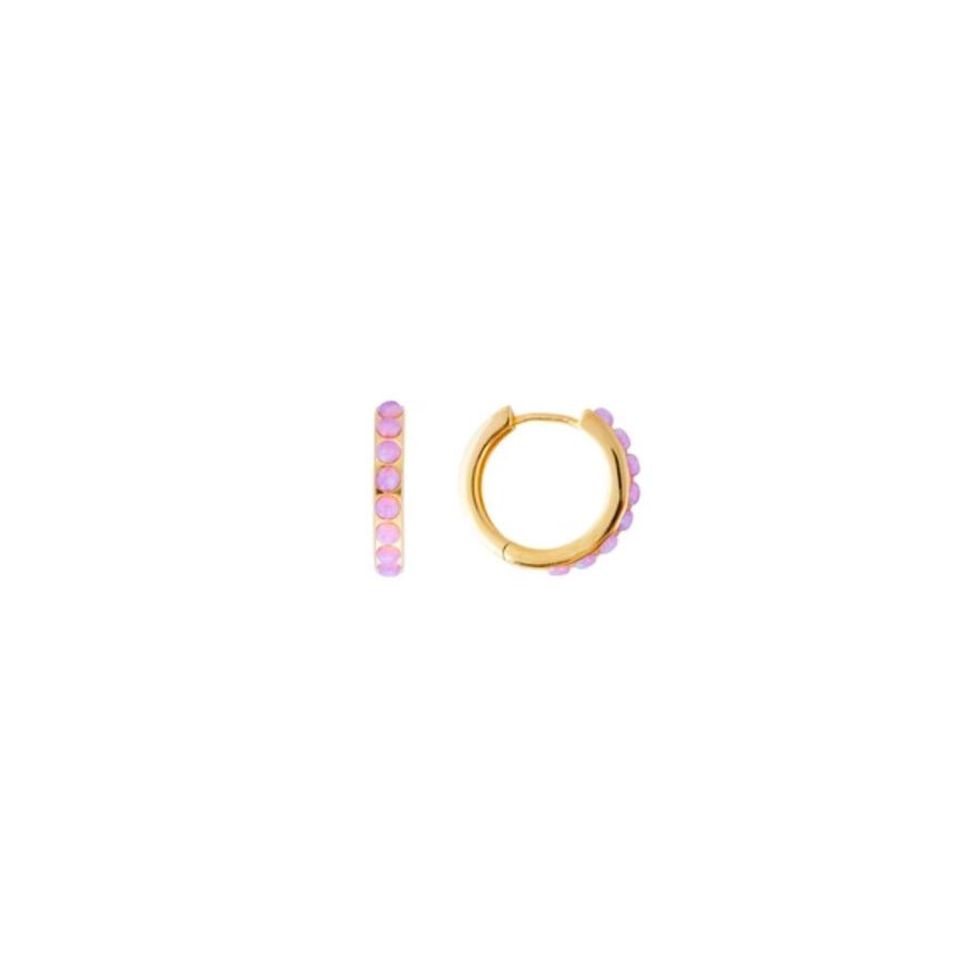 Pink Opal Crystal Midi Hoops